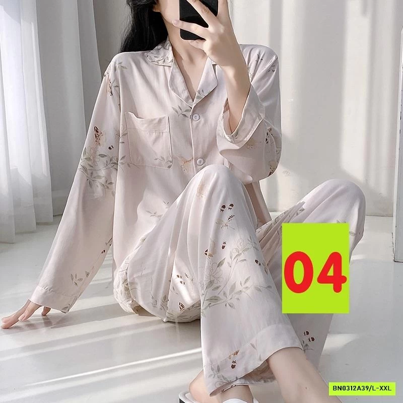 PIZAMA LANH LỤA HỌA TIẾT DÀI TAY
