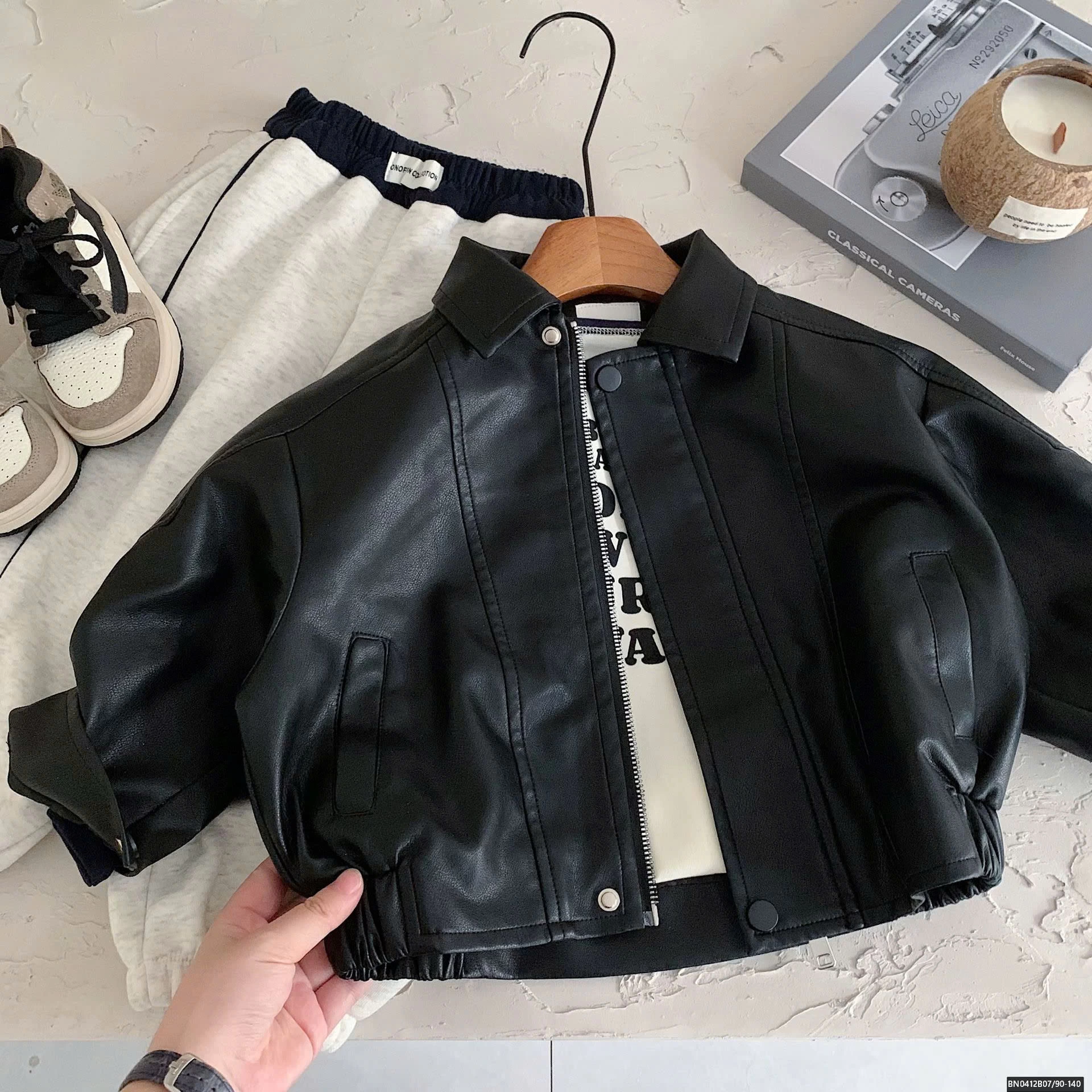 ÁO DA ĐEN VINTAGE CHO BÉ