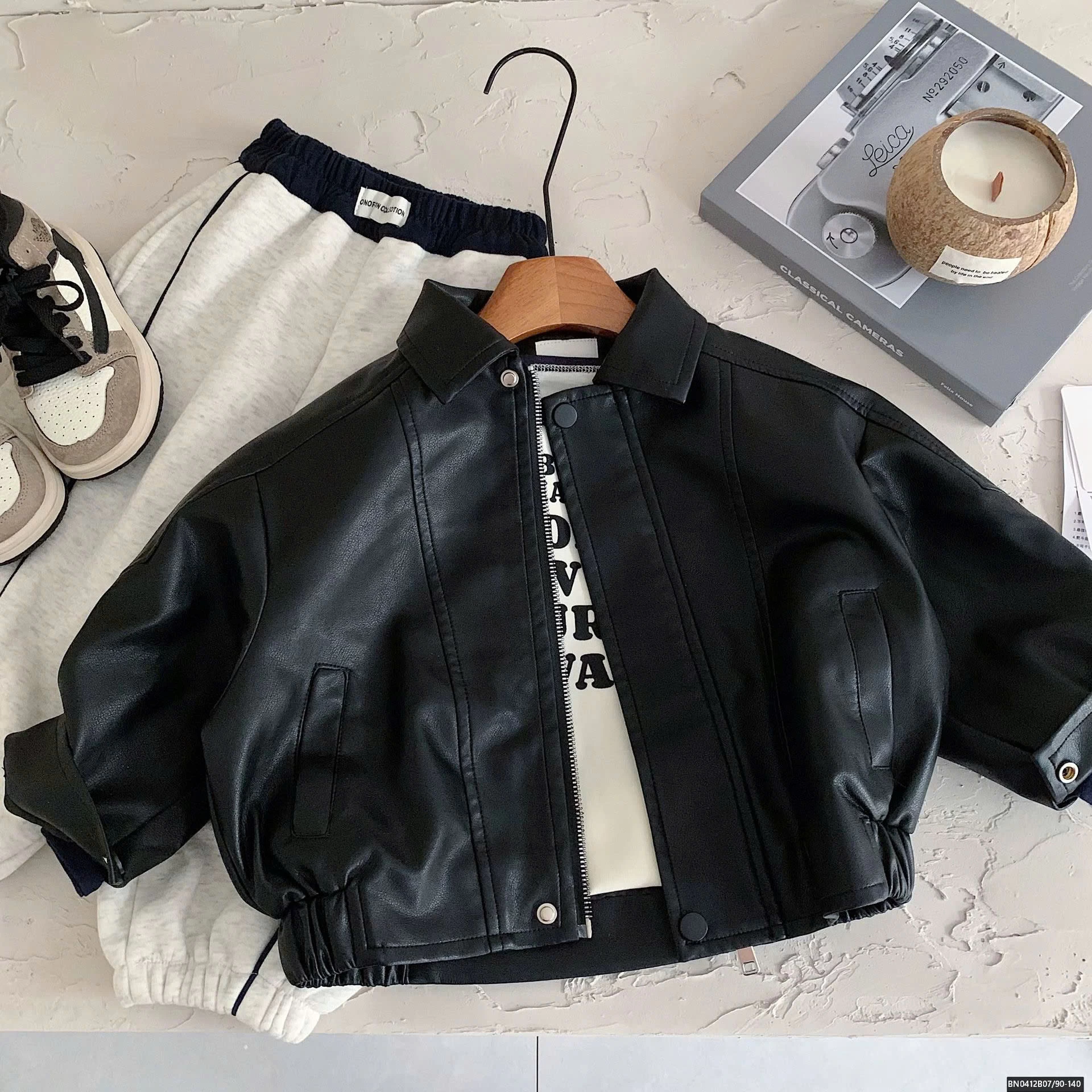 ÁO DA ĐEN VINTAGE CHO BÉ