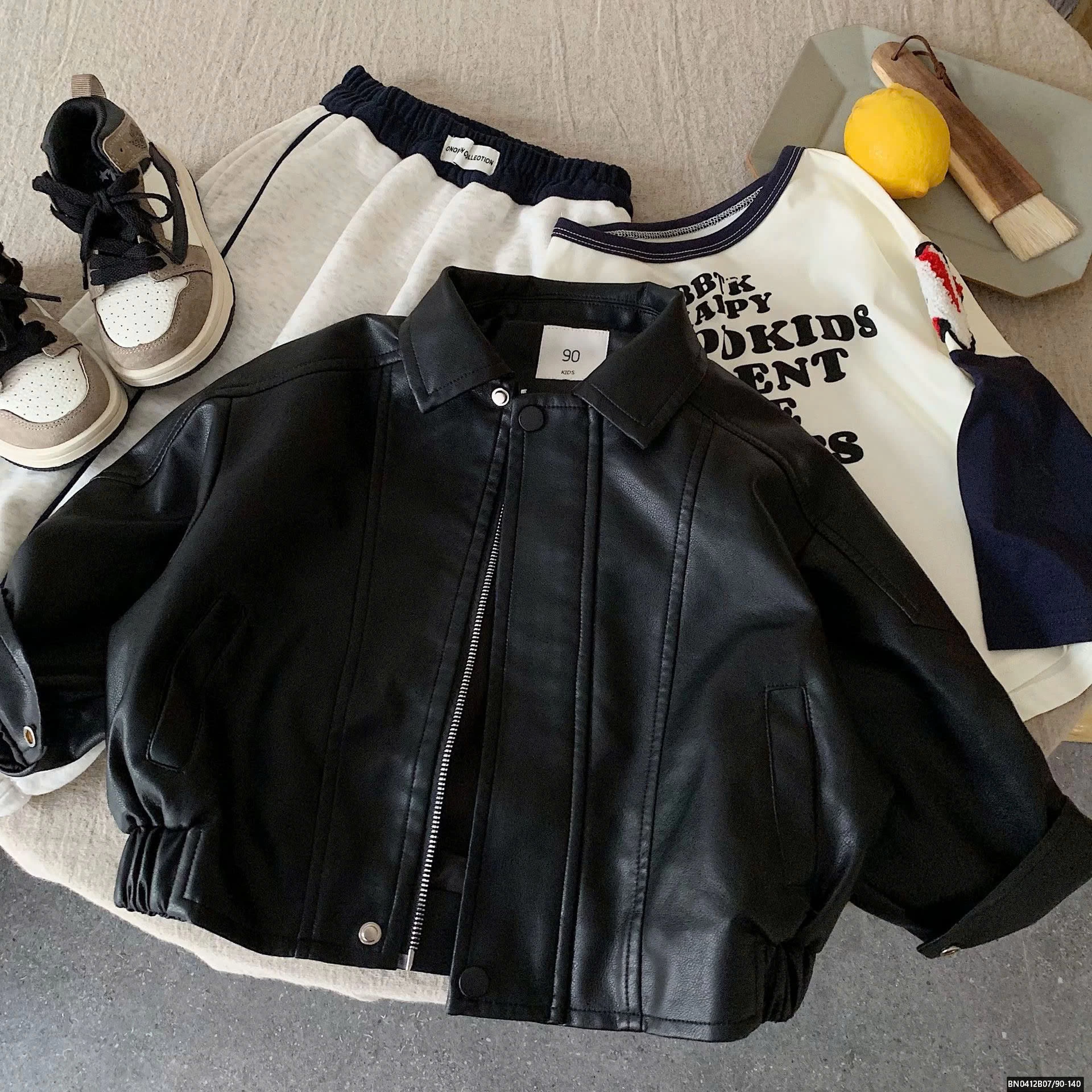 ÁO DA ĐEN VINTAGE CHO BÉ