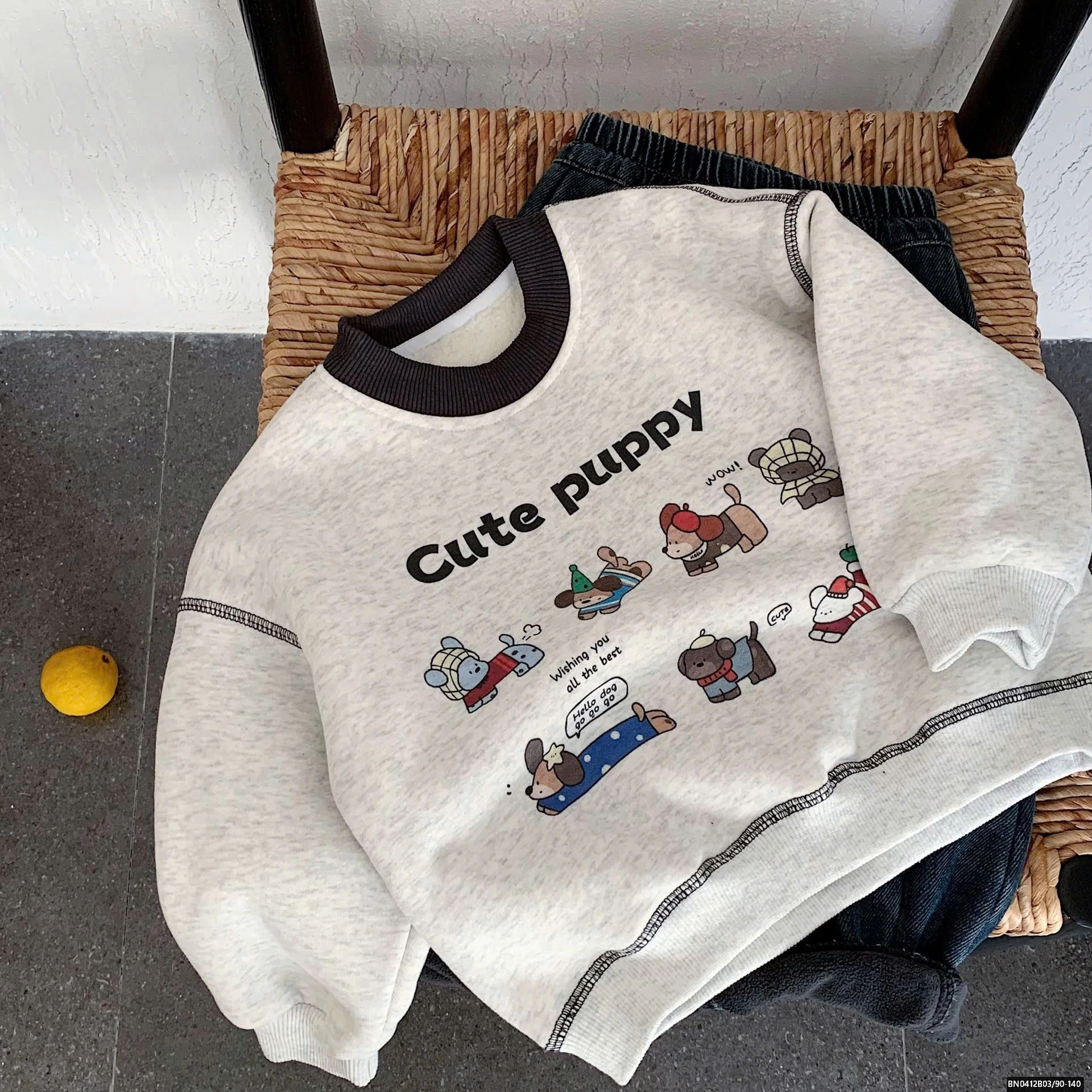 ÁO NỈ HOẠT HÌNH PUUPY LÓT LÔNG CỪU