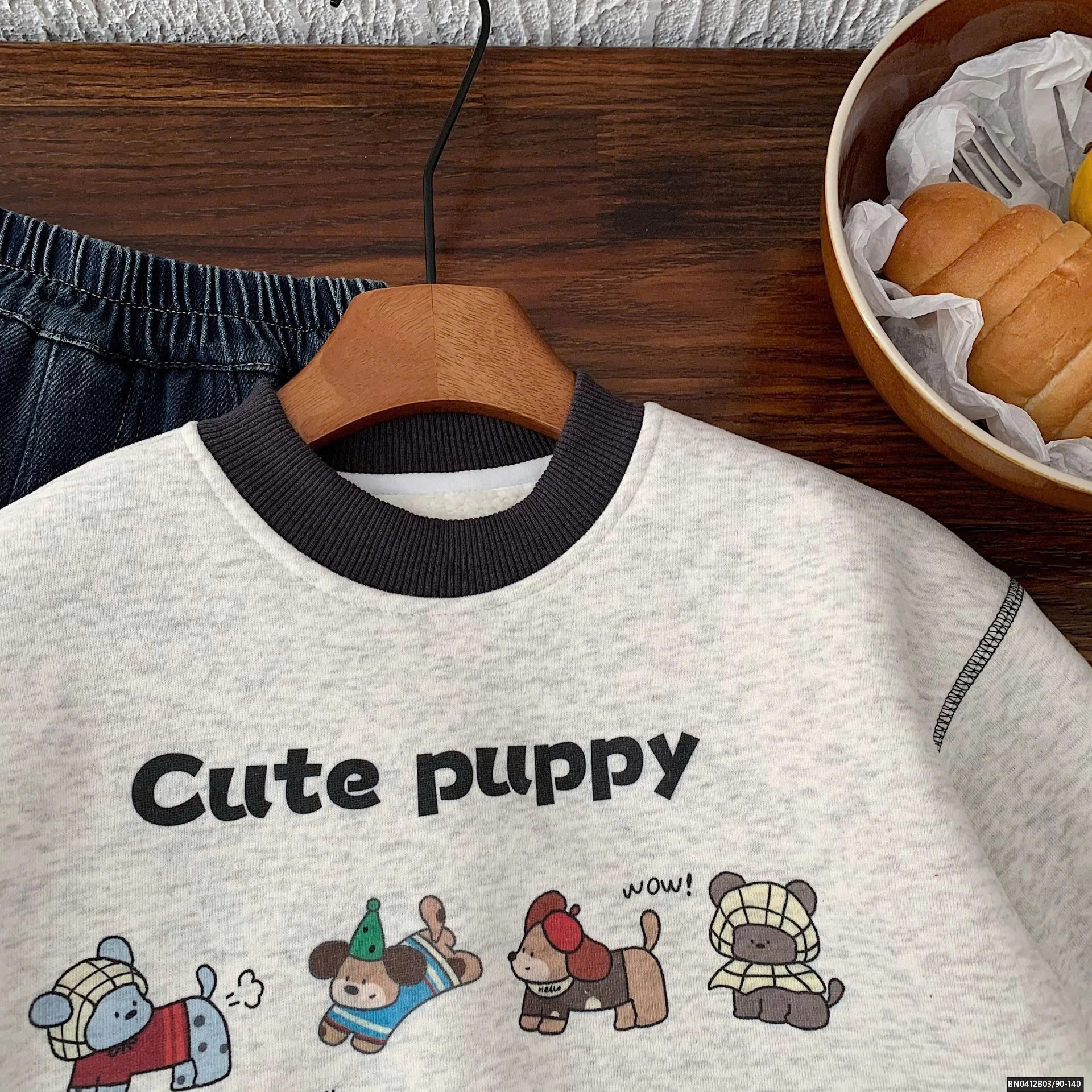 ÁO NỈ HOẠT HÌNH PUUPY LÓT LÔNG CỪU