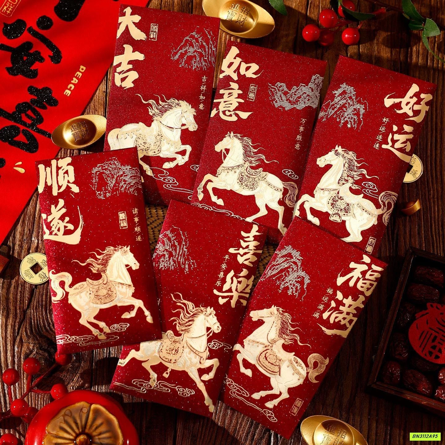 SÉT 12 LÌ XÌ NGỰA IN 3D