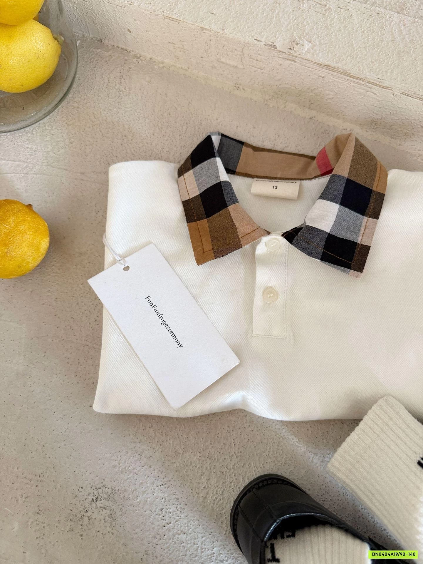 POLO TRẮNG CỔ KẺ CARO MMGGBABY