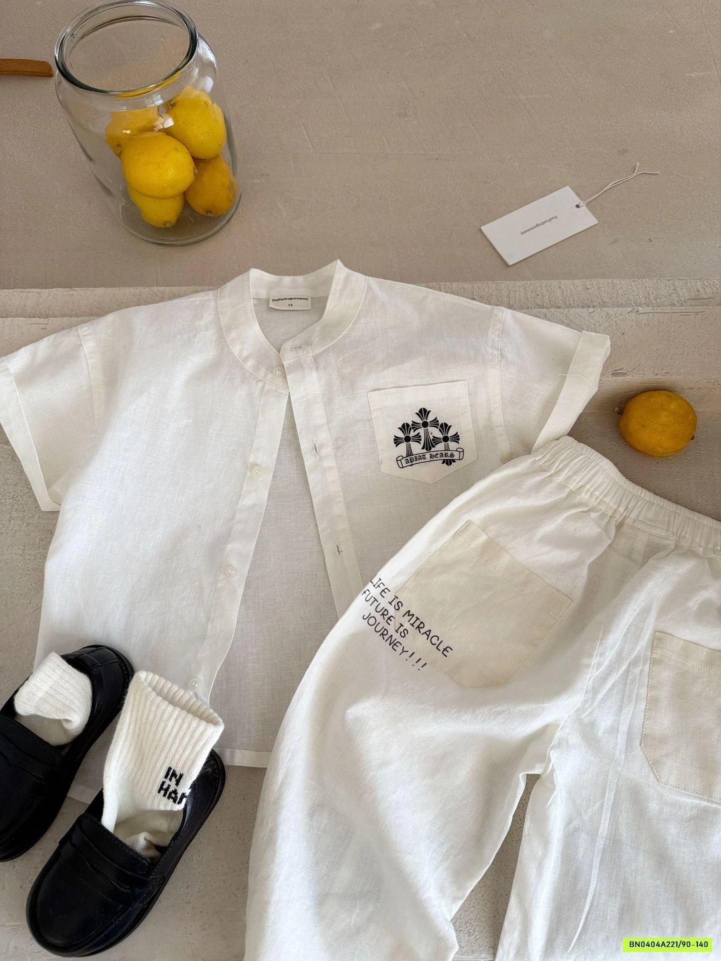 SƠ MI CỔ TRỤ MIX QUẦN BAGGY ĐŨI MMGGBABY