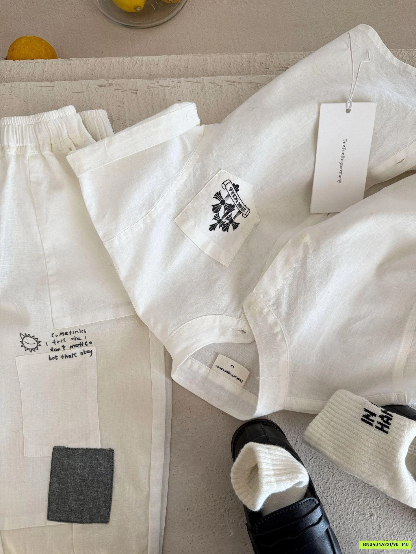 SƠ MI CỔ TRỤ MIX QUẦN BAGGY ĐŨI MMGGBABY