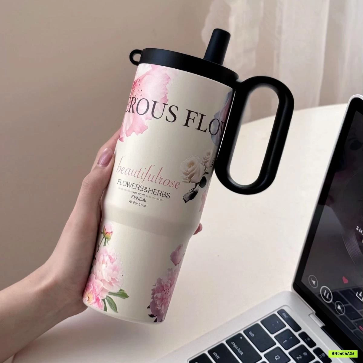 CỐC GIỮ NHIỆT HOA HỒNG