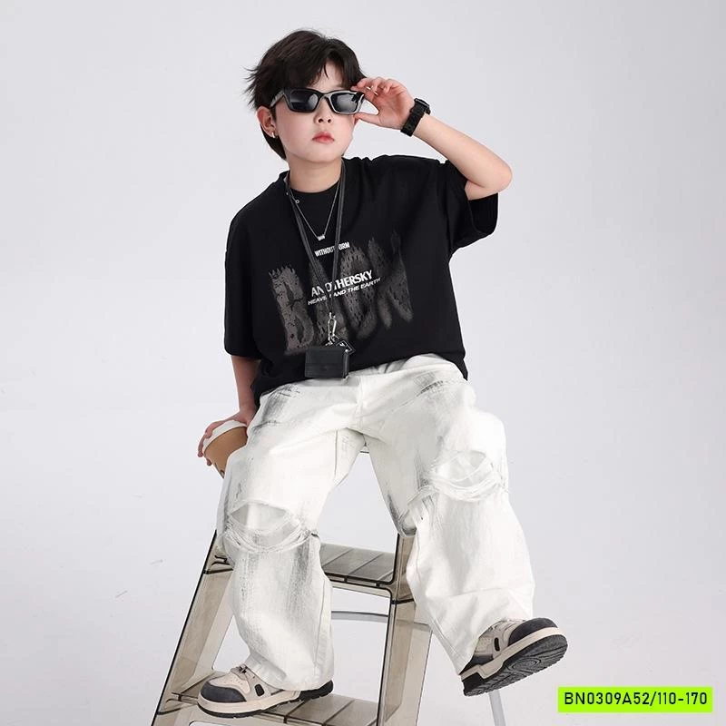 ÁO THUN ĐEN IN CHỮ HHBABY