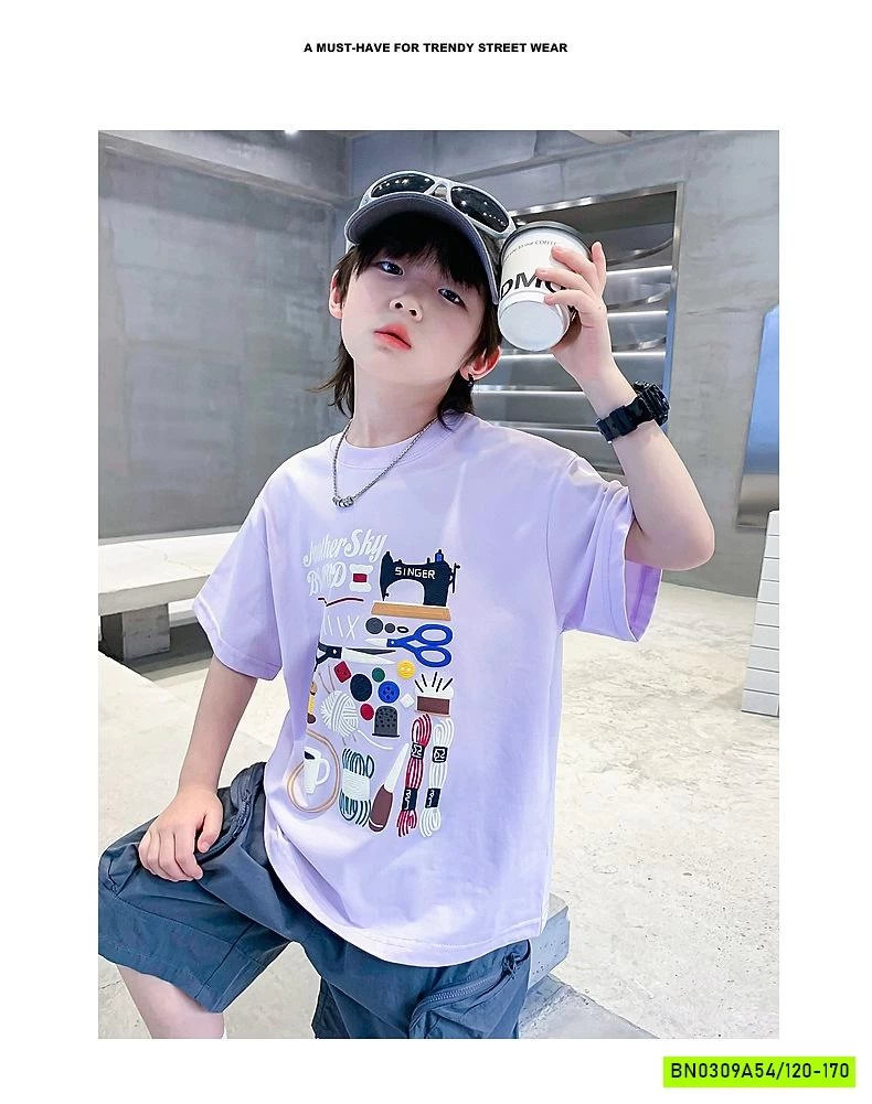 ÁO THUN TÍM IN HÌNH HHBABY