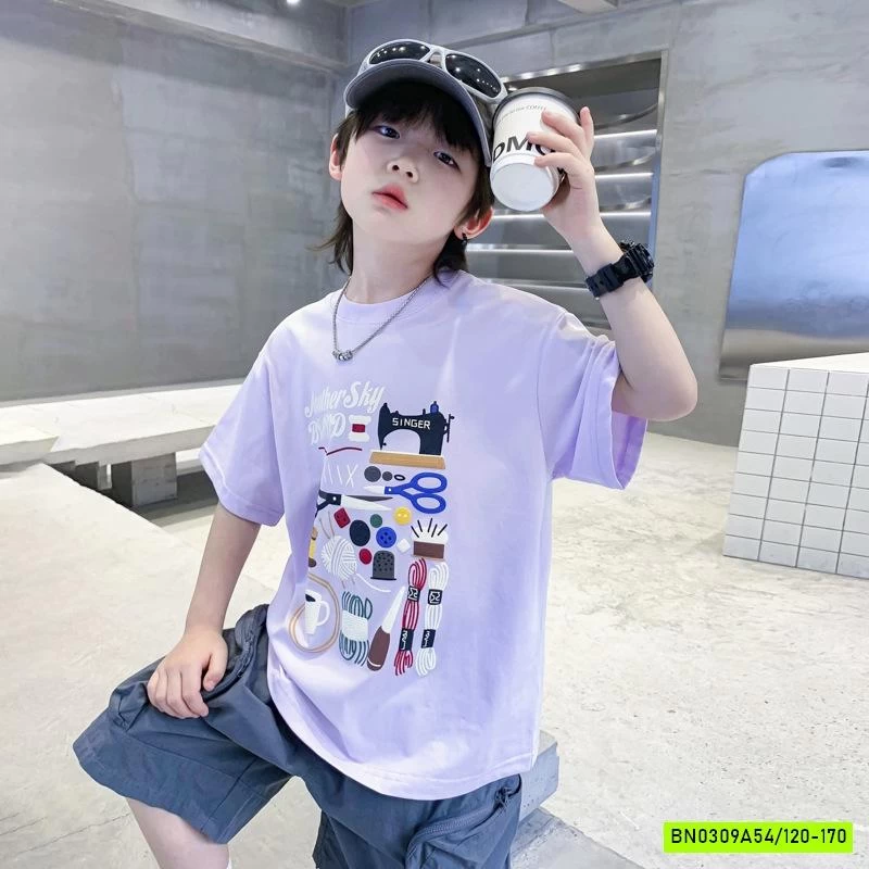 ÁO THUN TÍM IN HÌNH HHBABY