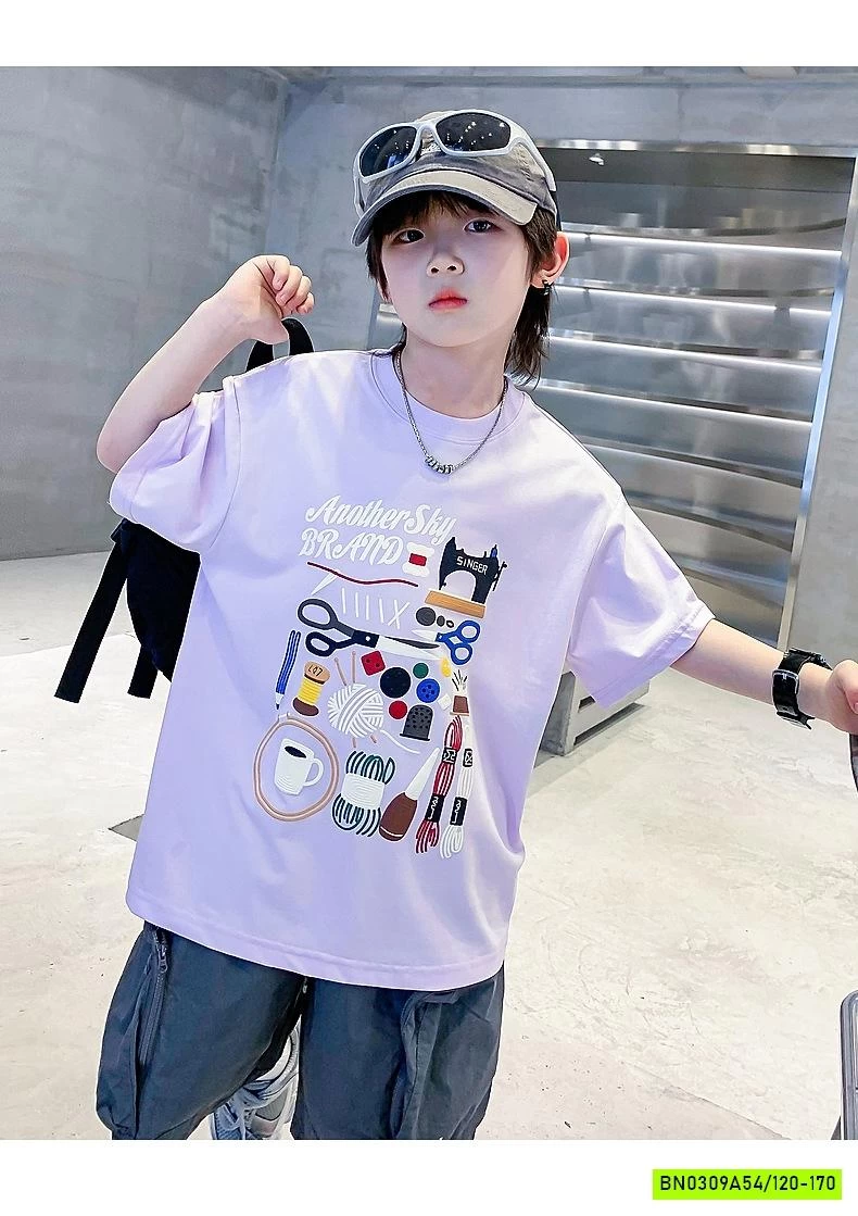 ÁO THUN TÍM IN HÌNH HHBABY