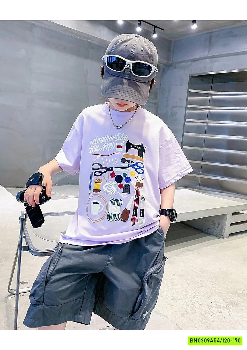 ÁO THUN TÍM IN HÌNH HHBABY