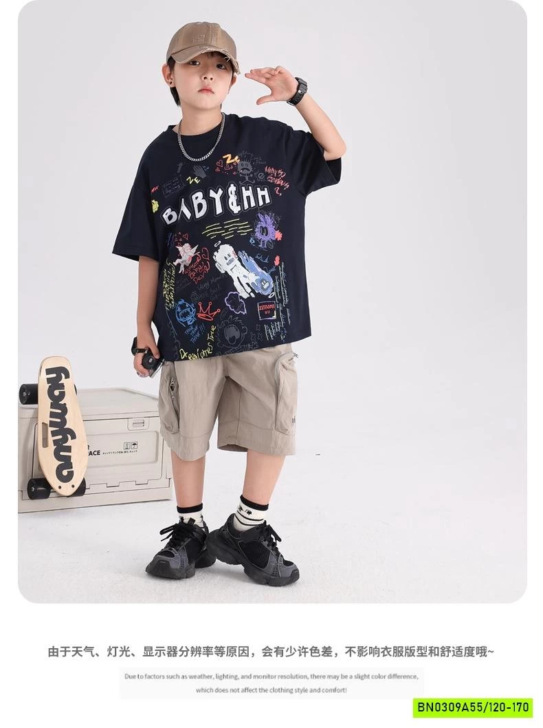 ÁO THUN ĐEN IN HÌNH CÁ TÍNH HHBABY