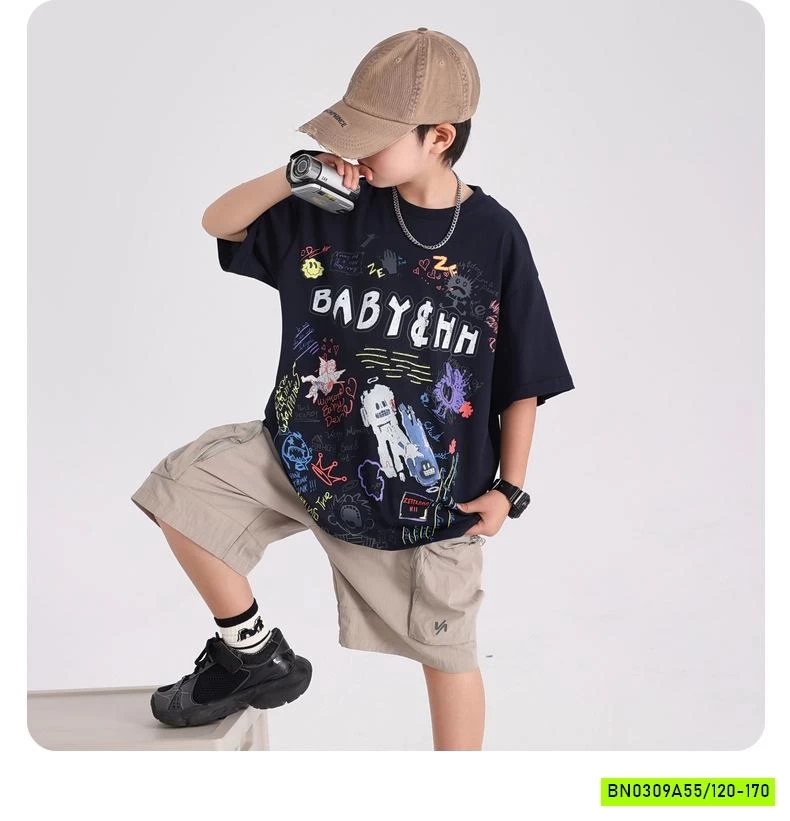 ÁO THUN ĐEN IN HÌNH CÁ TÍNH HHBABY