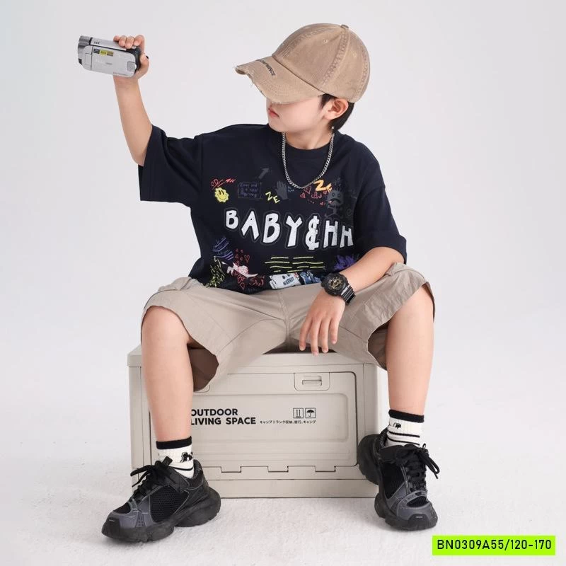 ÁO THUN ĐEN IN HÌNH CÁ TÍNH HHBABY