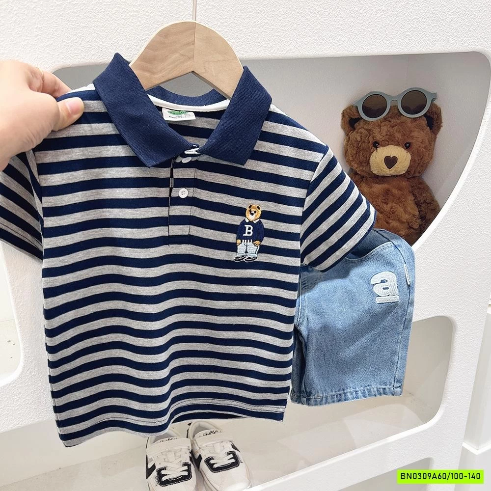 POLO KẺ LOGO GẤU KAKADY