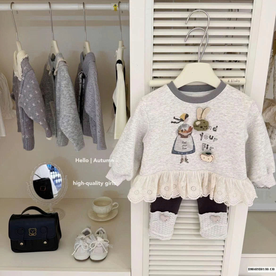 SET ÁO NỈ THỎ MIX QUẦN LEGGING