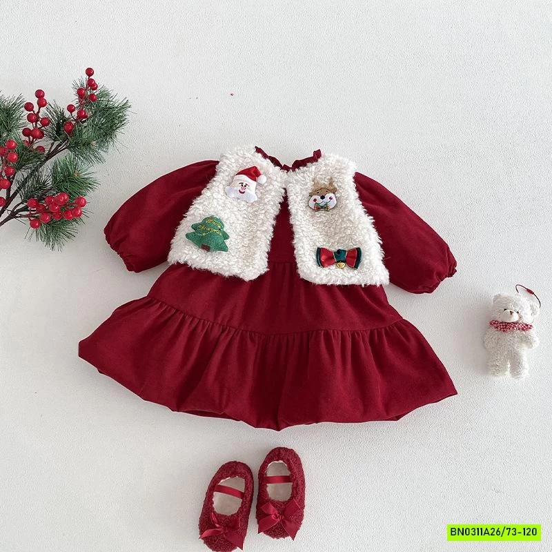 SÉT VÁY/BỘ ĐỎ GIÁNG SINH CHO BÉ