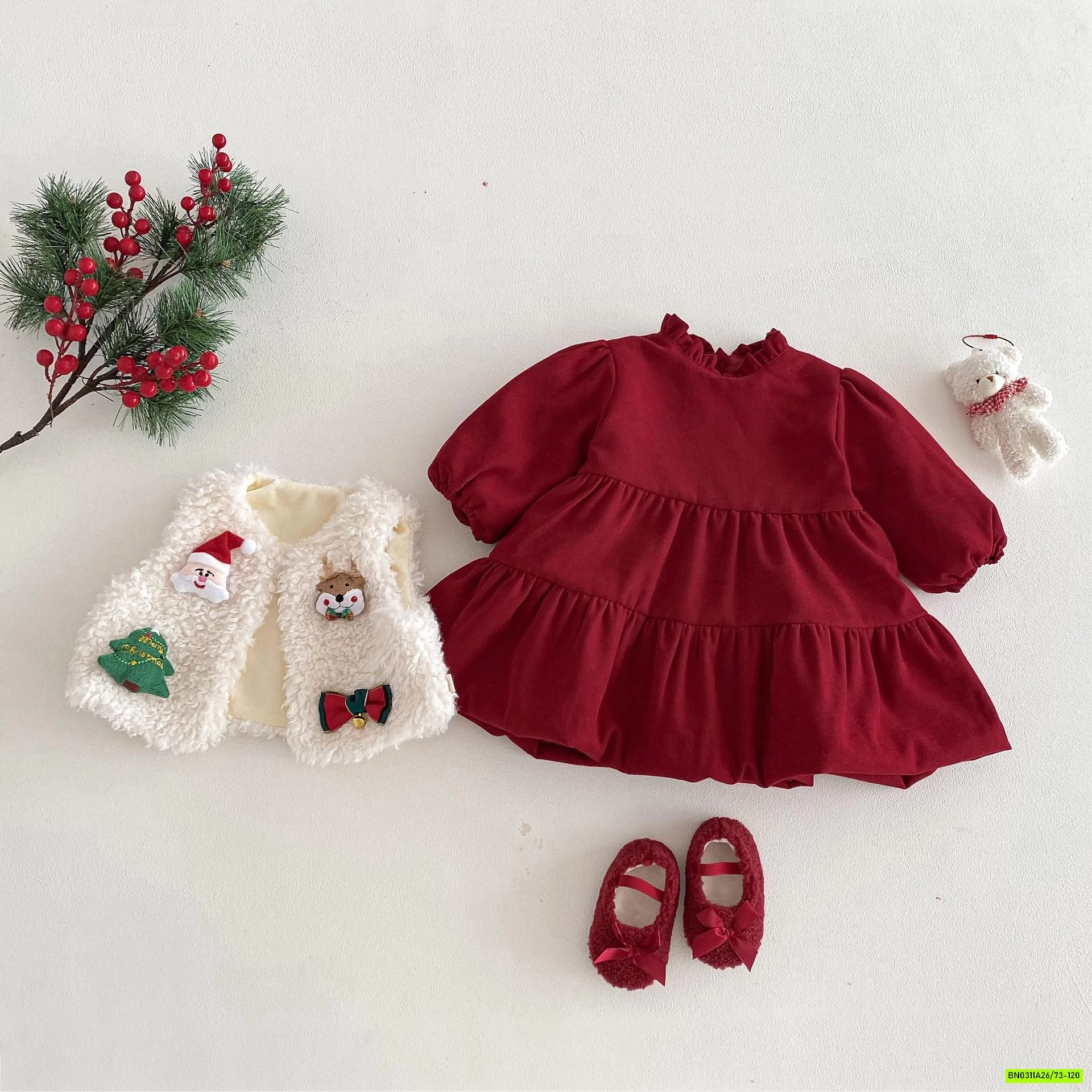 SÉT VÁY/BỘ ĐỎ GIÁNG SINH CHO BÉ