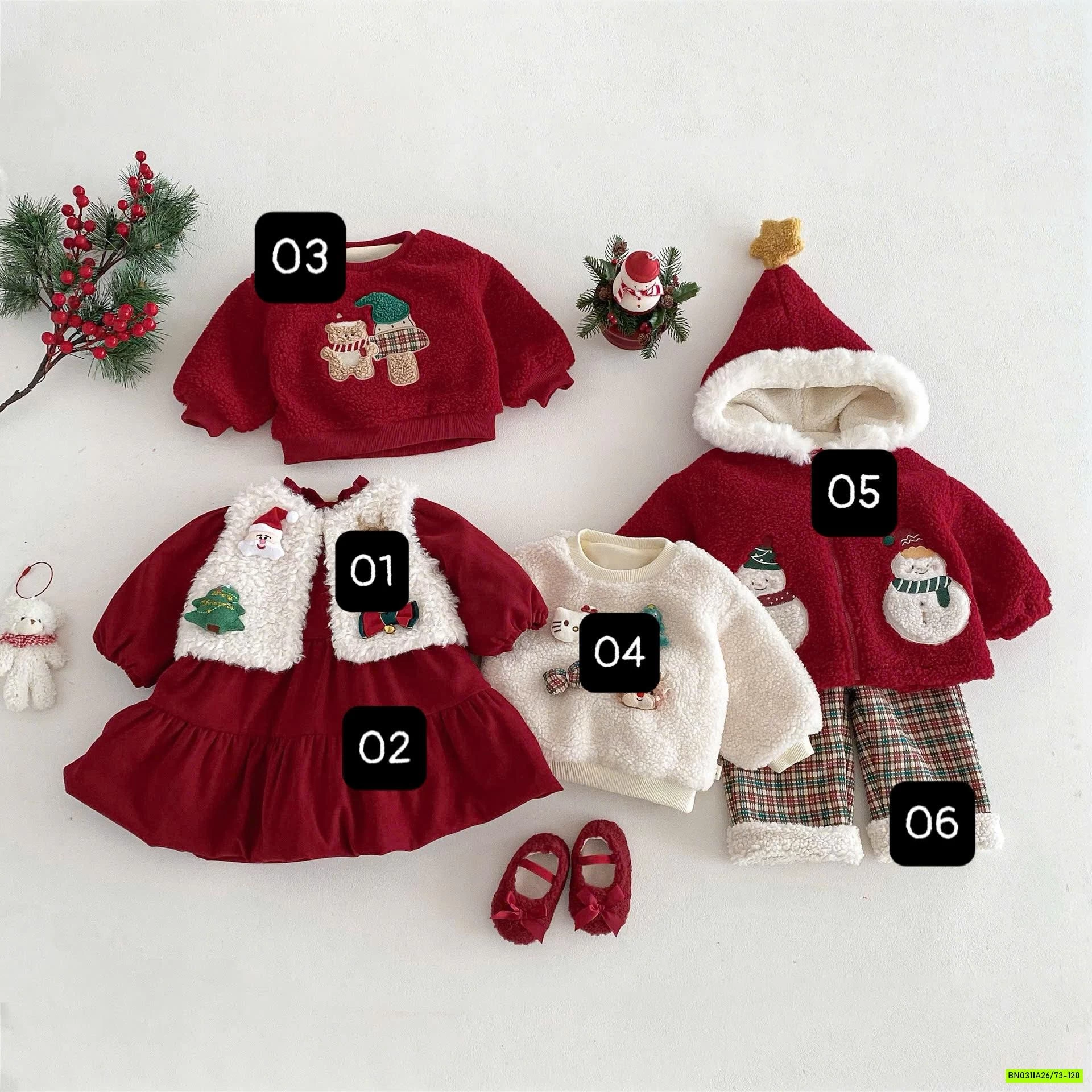 SÉT VÁY/BỘ ĐỎ GIÁNG SINH CHO BÉ