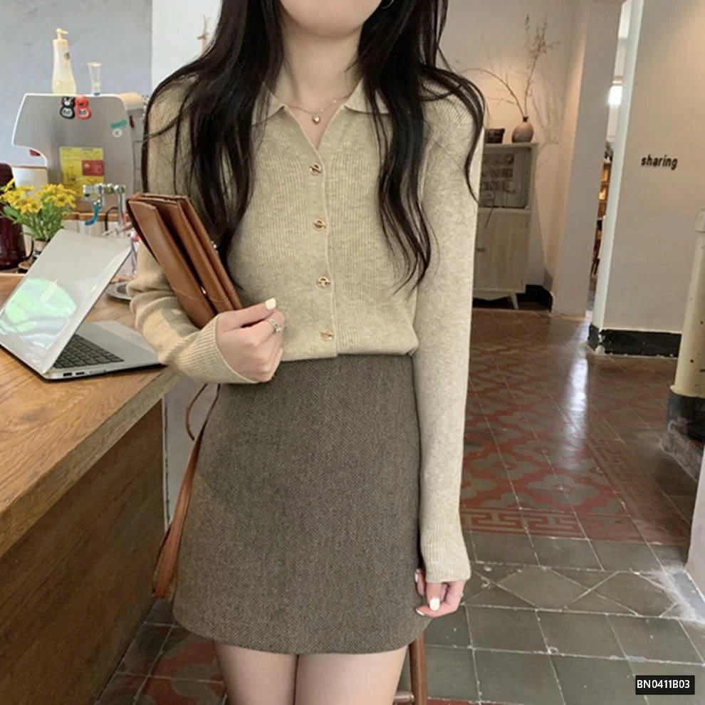 Áo len thiết kế V cổ siêu xinh