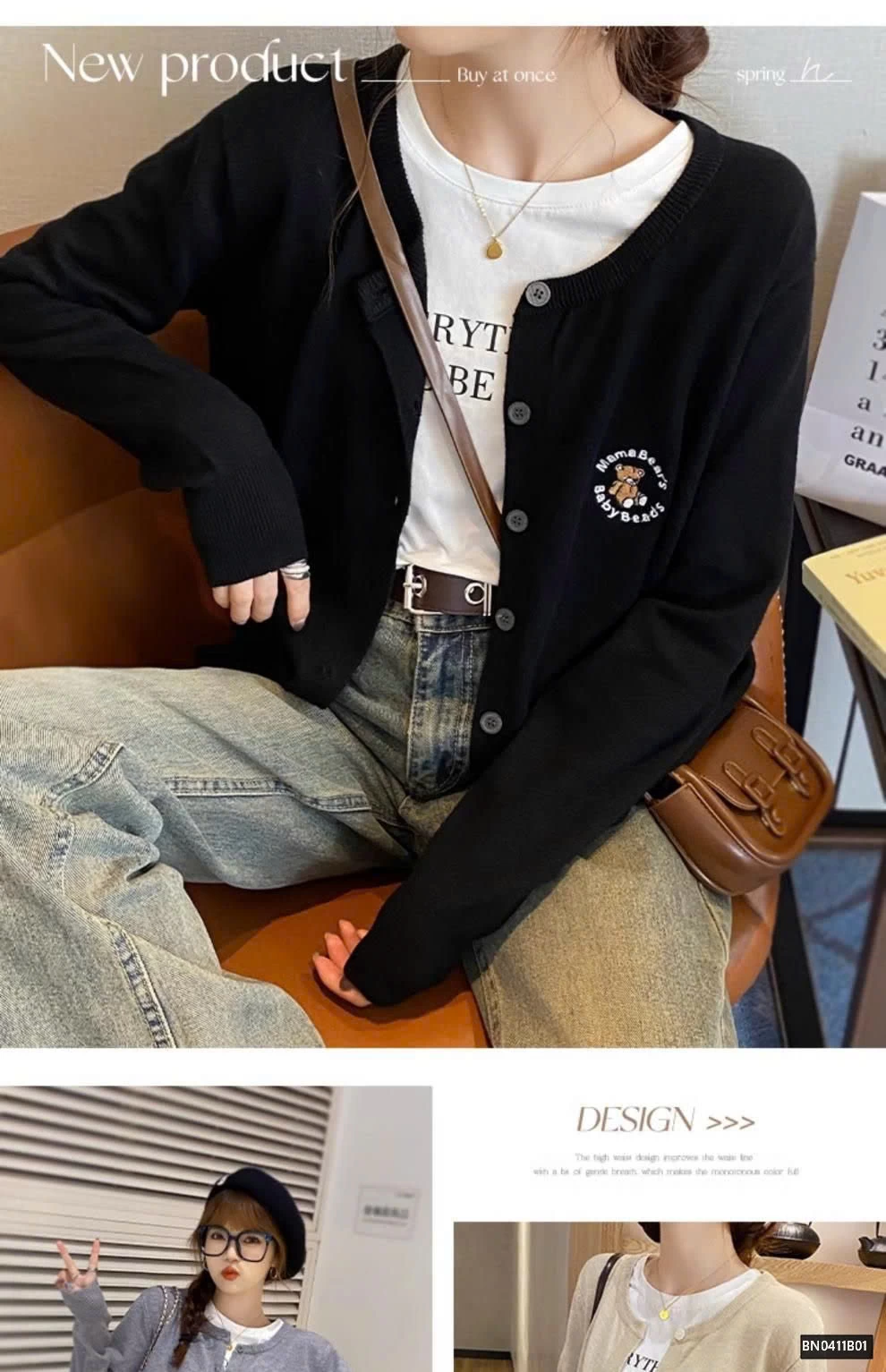 ÁO LEN MỎNG LOGO THÊU GẤU