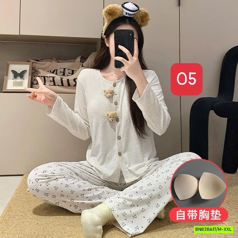 BỘ NGỦ COTTON KÈM BRA