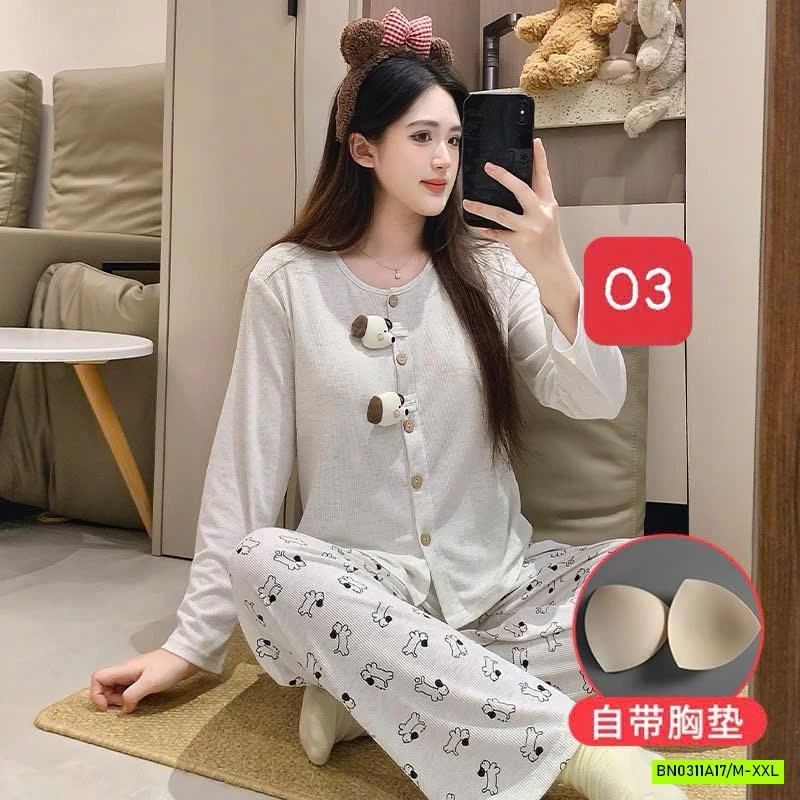 BỘ NGỦ COTTON KÈM BRA