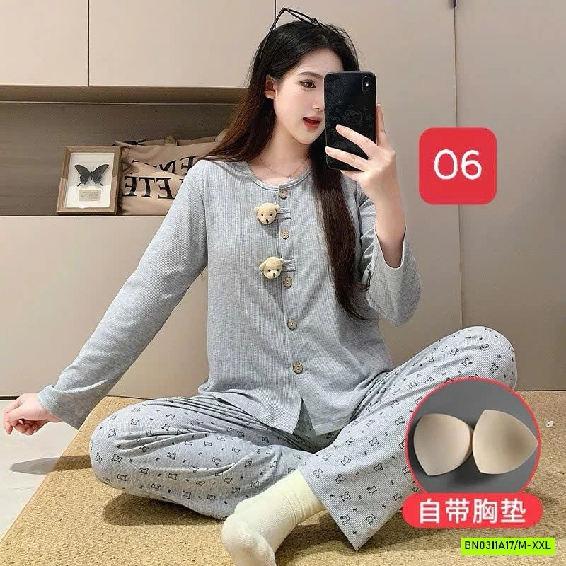 BỘ NGỦ COTTON KÈM BRA