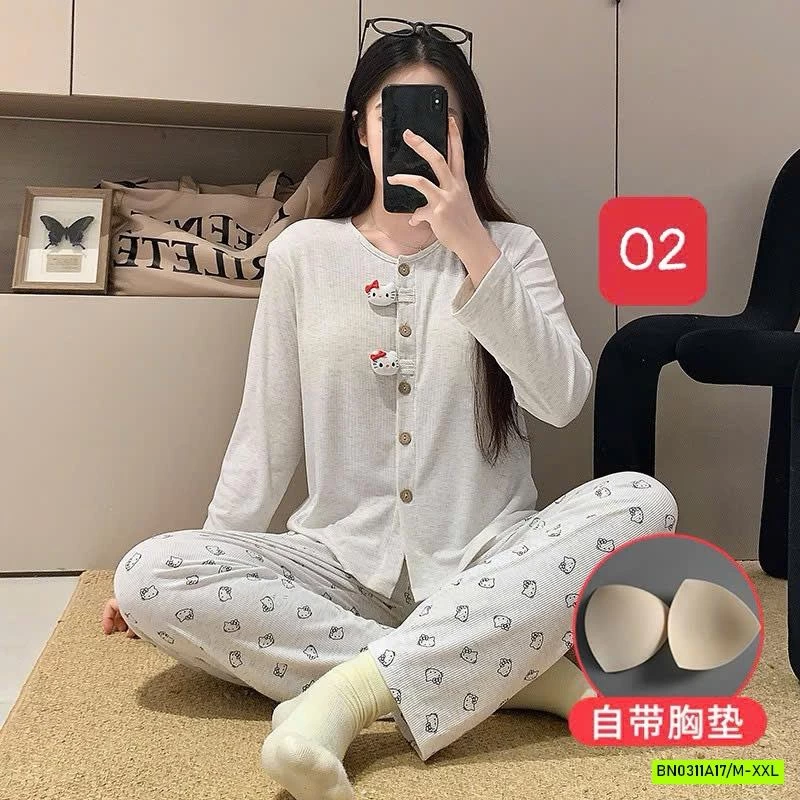 BỘ NGỦ COTTON KÈM BRA