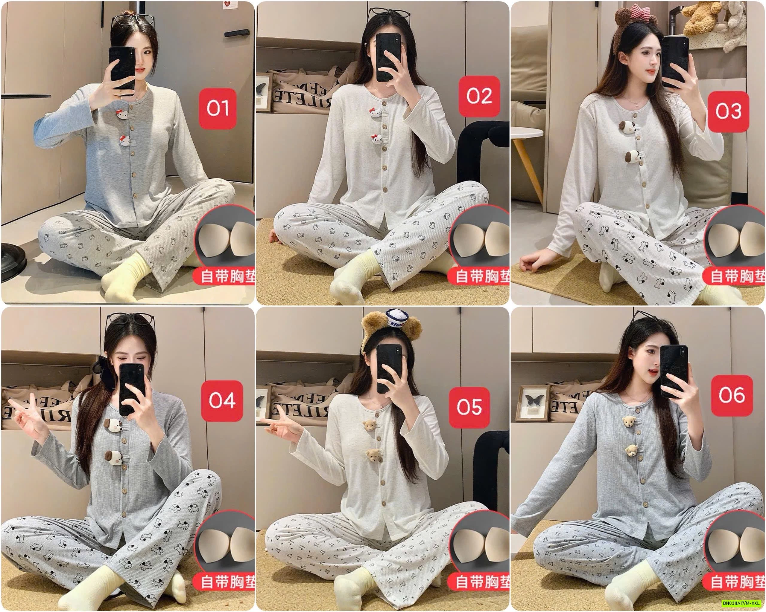 BỘ NGỦ COTTON KÈM BRA