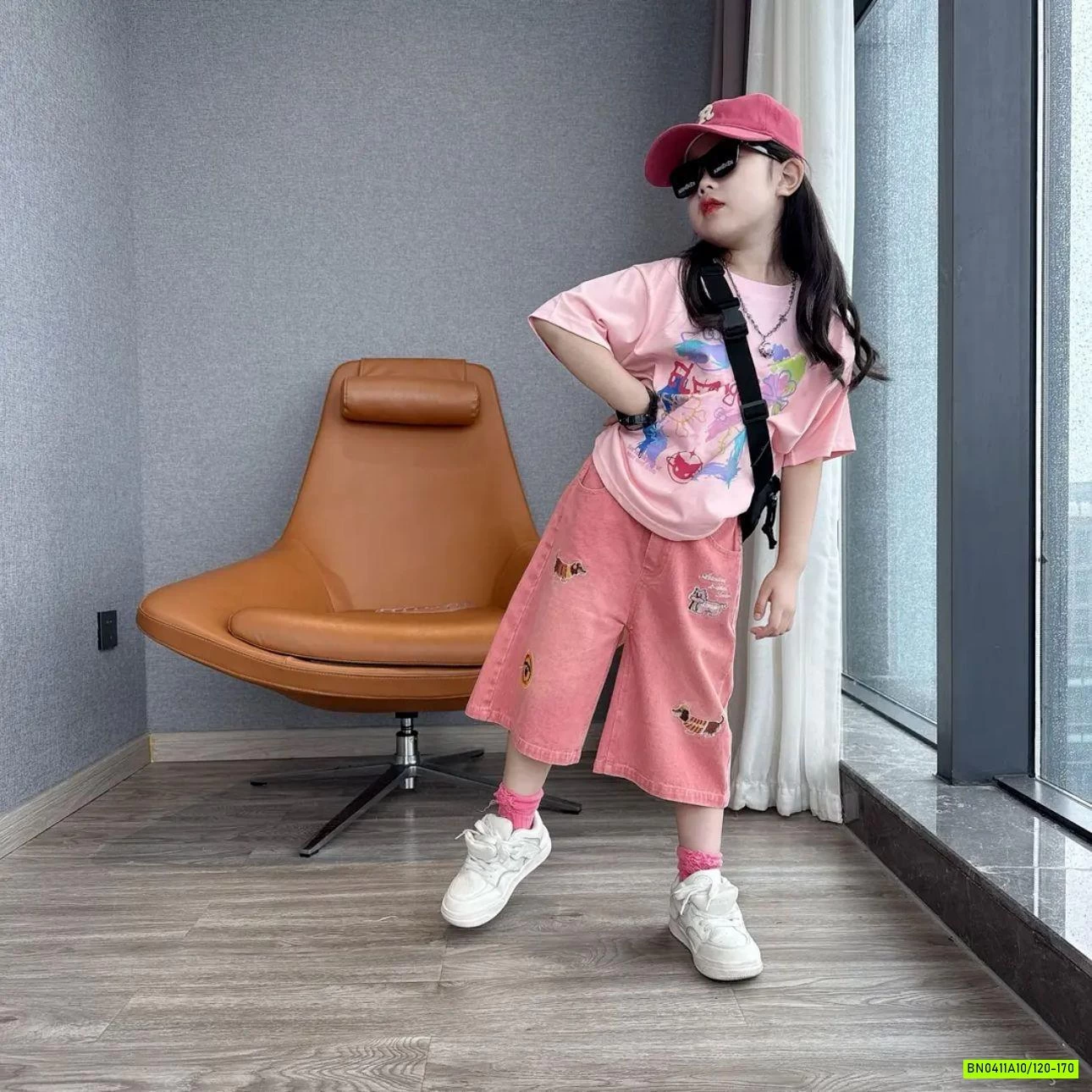 ÁO THUN HỒNG MIX SHORT CÚN HỒNG