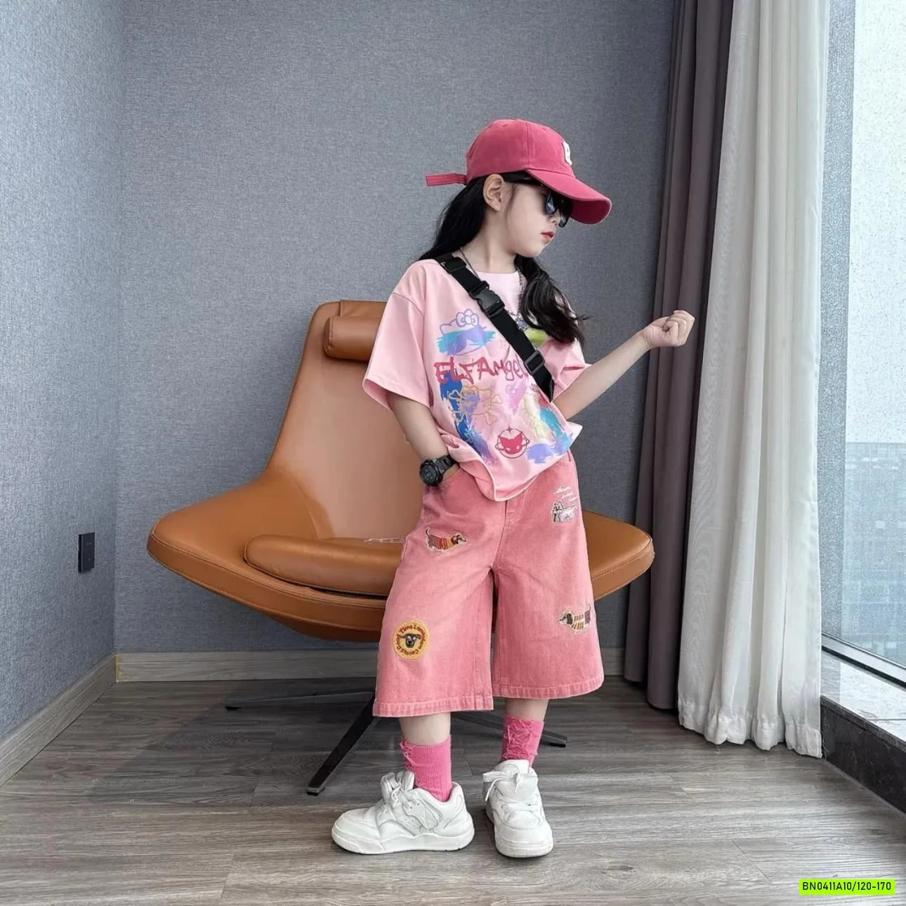 ÁO THUN HỒNG MIX SHORT CÚN HỒNG