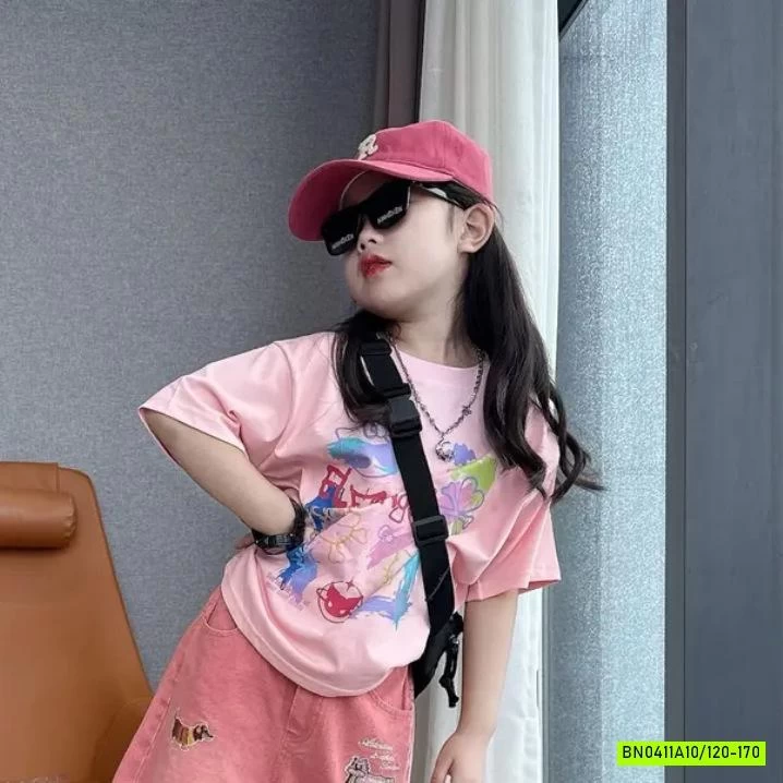 ÁO THUN HỒNG MIX SHORT CÚN HỒNG