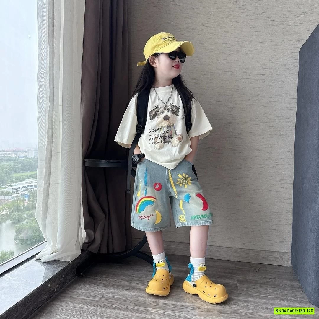 ÁO THUN CÚN MIX SHORT CẦU VỒNG