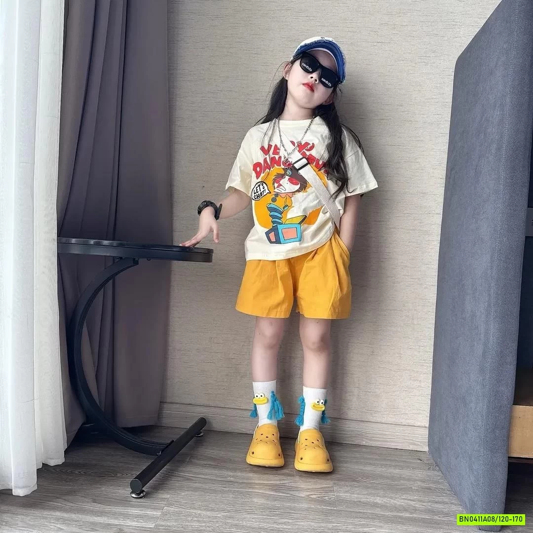 SÉT ÁO MÈO MIX SHORT VÀNG