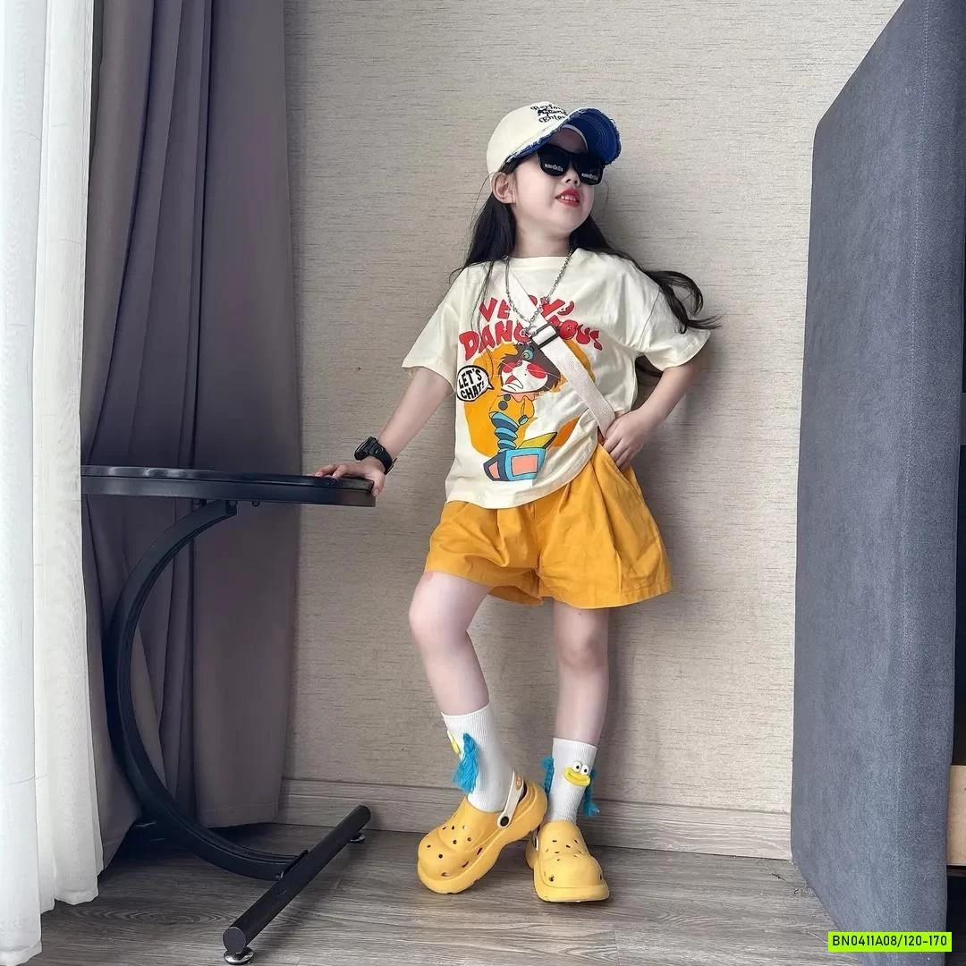 SÉT ÁO MÈO MIX SHORT VÀNG