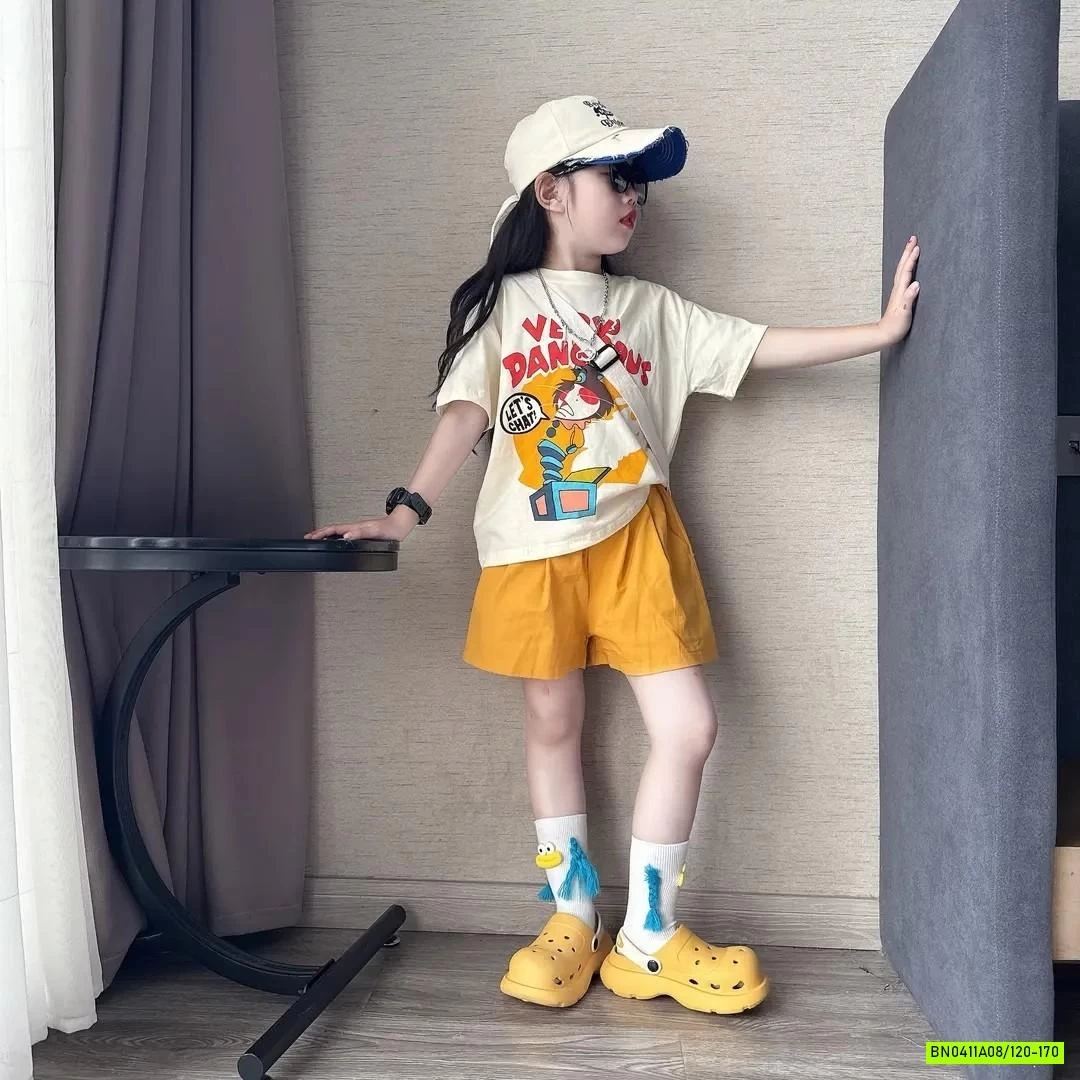 SÉT ÁO MÈO MIX SHORT VÀNG