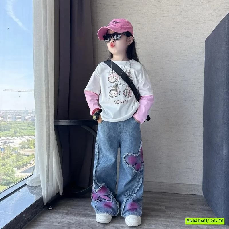 ÁO THUN LABUBU MIX JEANS RÁCH CÁ TÍNH