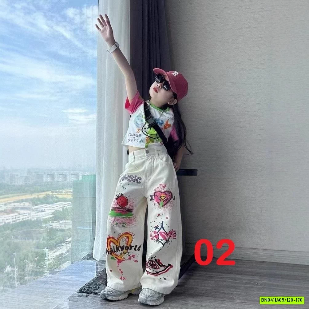 CROPTOP MIX JEANS SUÔNG IN HÌNH