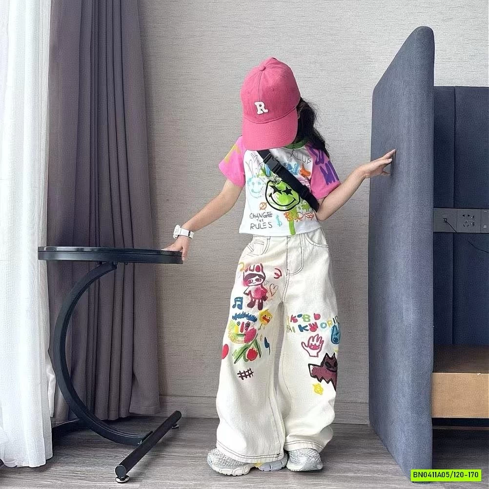 CROPTOP MIX JEANS SUÔNG IN HÌNH