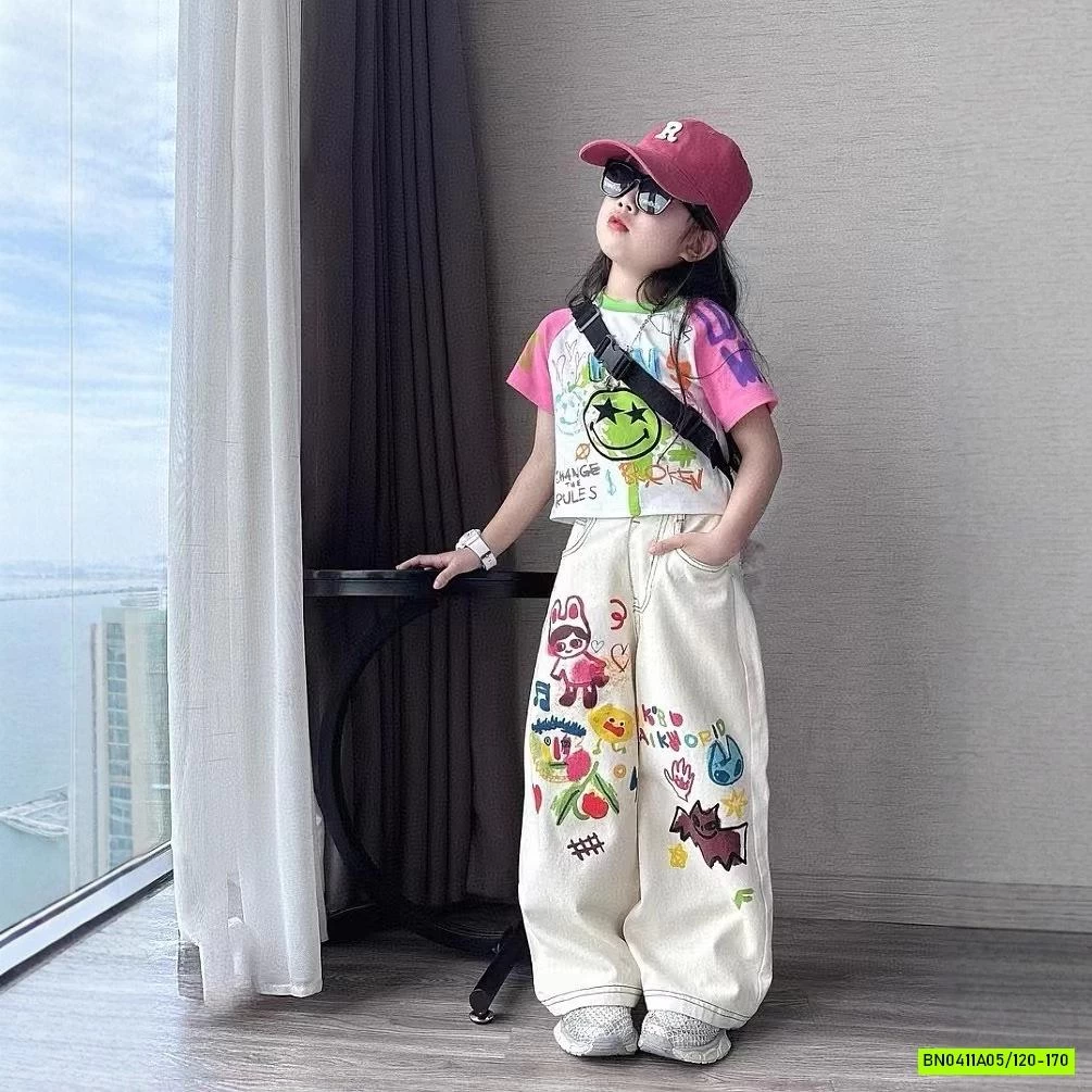 CROPTOP MIX JEANS SUÔNG IN HÌNH