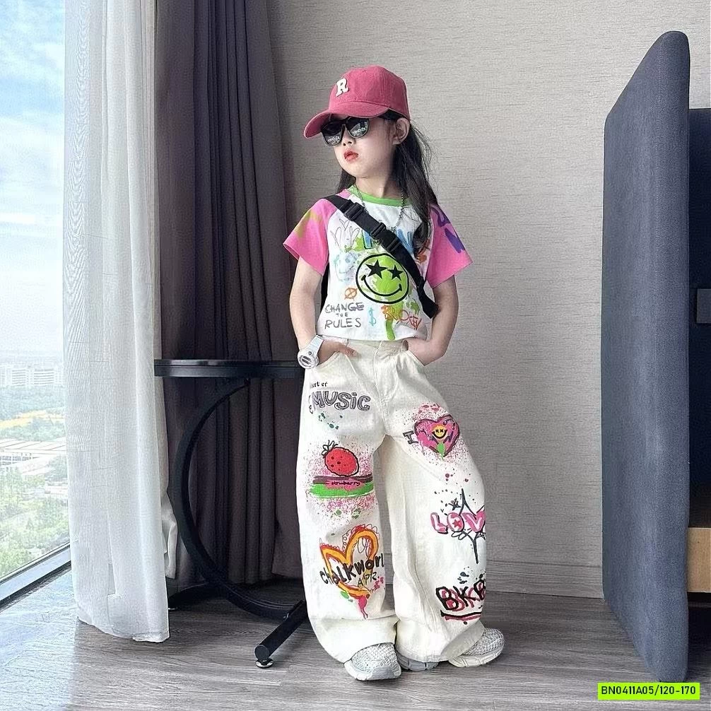 CROPTOP MIX JEANS SUÔNG IN HÌNH