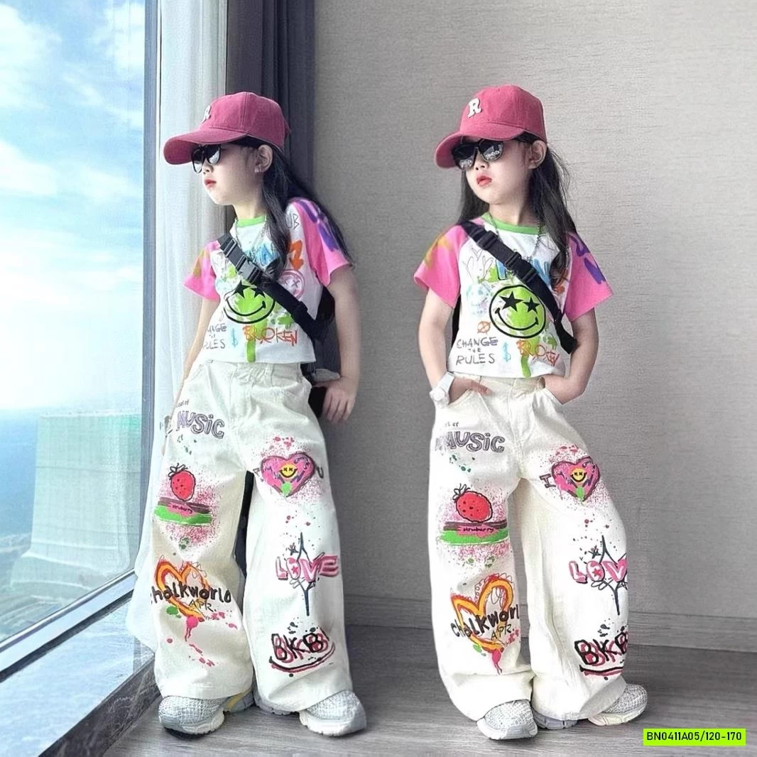 CROPTOP MIX JEANS SUÔNG IN HÌNH