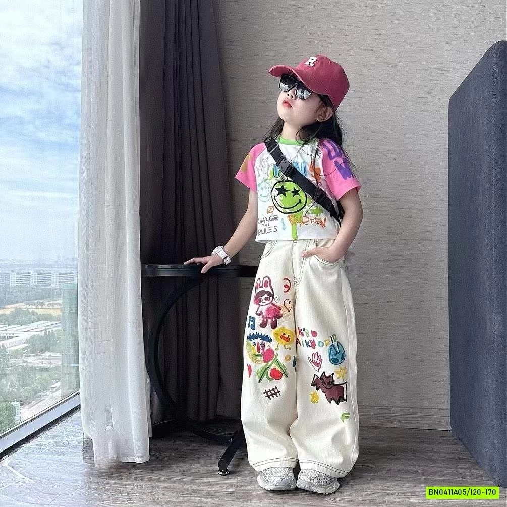 CROPTOP MIX JEANS SUÔNG IN HÌNH