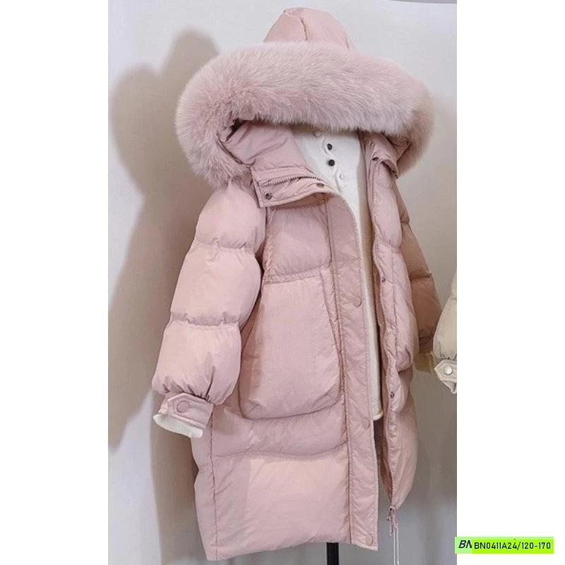 KHOÁC PHAO DÁNG DÀI MŨ PHỐI LÔNG