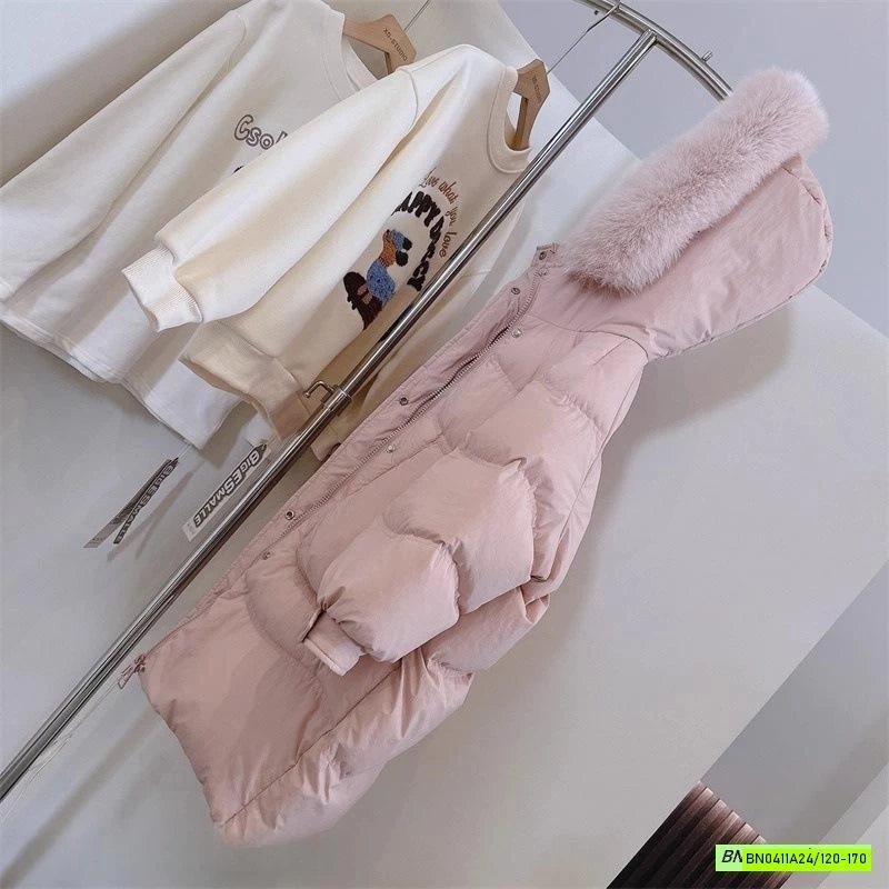 KHOÁC PHAO DÁNG DÀI MŨ PHỐI LÔNG