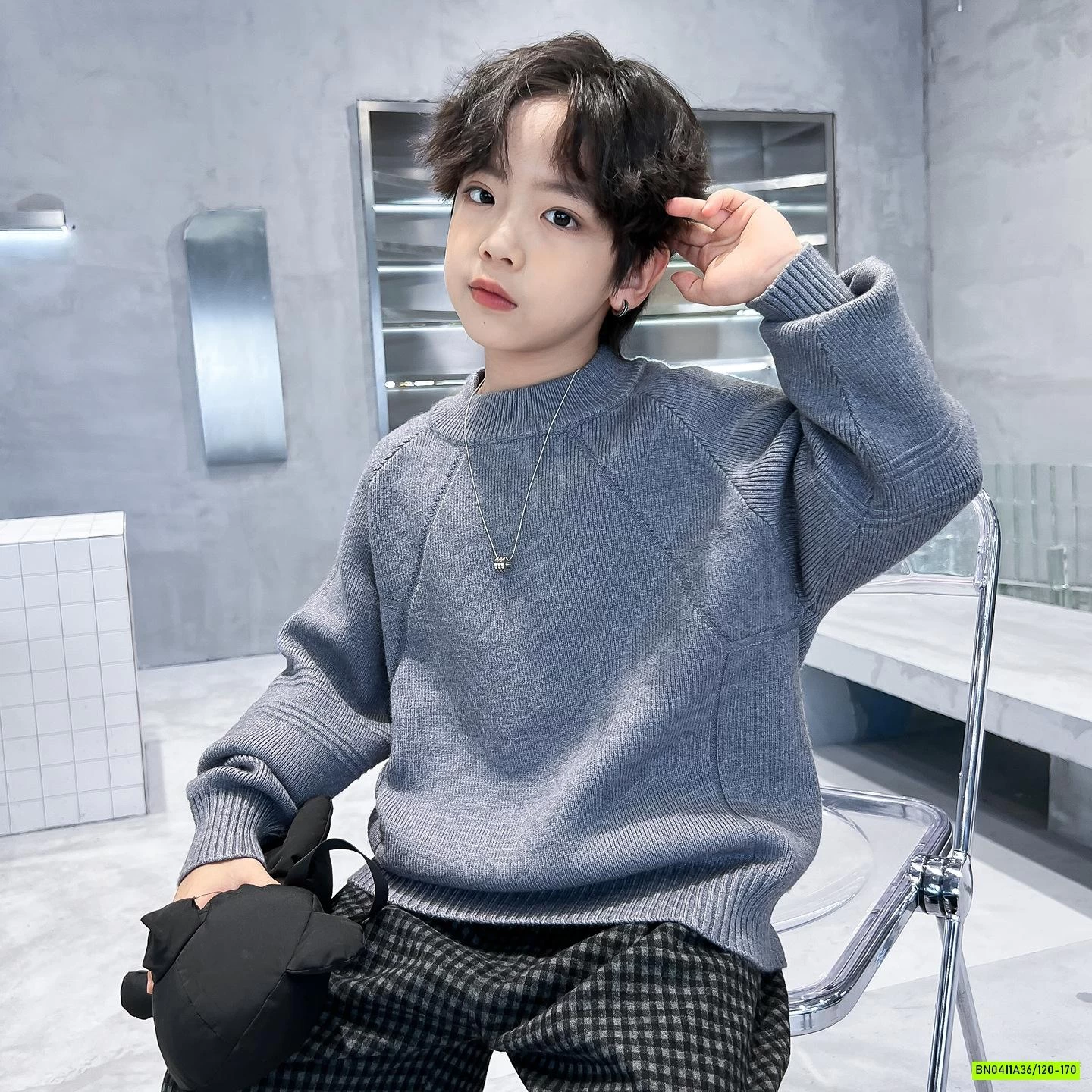 ÁO LEN CỔ TRÒN BASIC BÉ TRAI