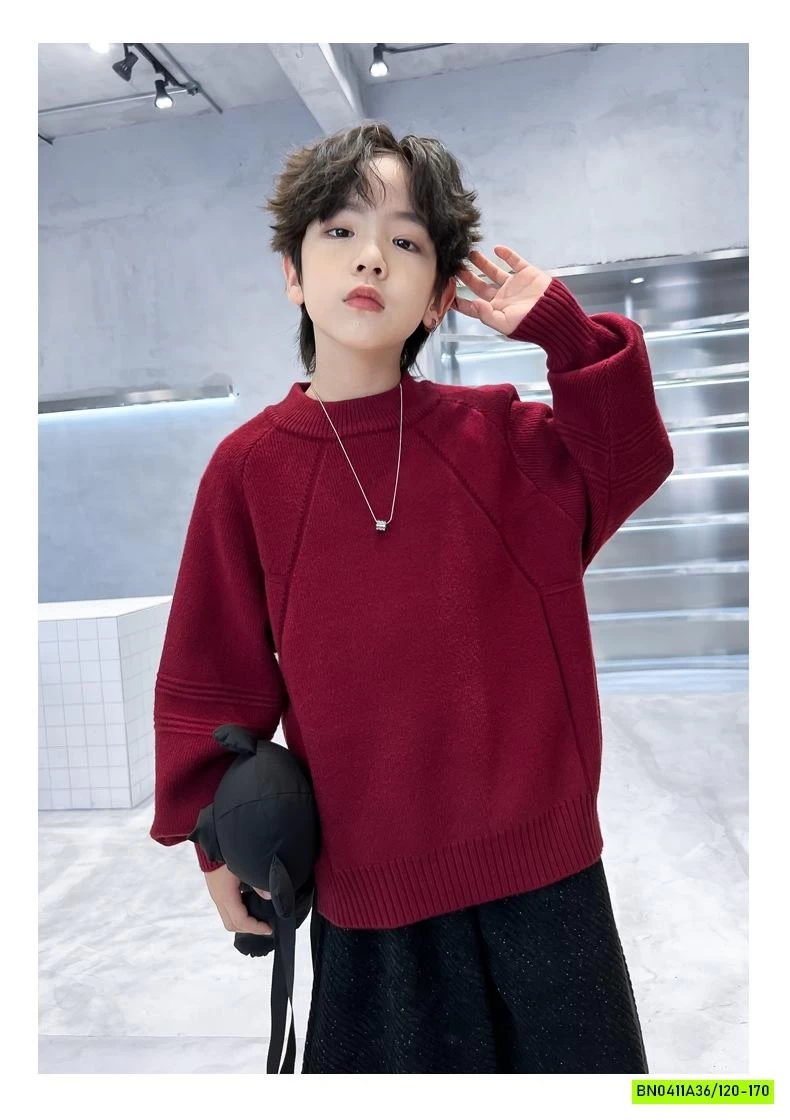 ÁO LEN CỔ TRÒN BASIC BÉ TRAI