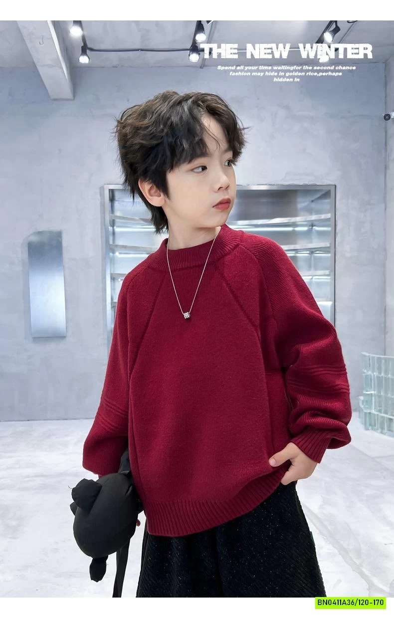 ÁO LEN CỔ TRÒN BASIC BÉ TRAI